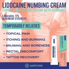 WELMATE Lidocaine 5% Maximum Strength Pain Relief Cream - 2oz