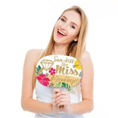 Big Dot of Happiness Funny Last Luau - Tropical Bachelorette Party and Bridal Shower Photo Booth Props Kit - 10 Piece