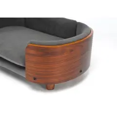 Multipet Scandinavian Style Elevated Dog Bed Pet Sofa with Solid Wood legs and Bent Wood Back, Velvet Cushion