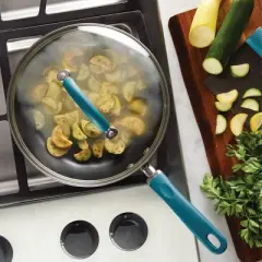 Rachael Ray Create Delicious 10.25" Hard Anodized Aluminum Nonstick Deep Fry Pan w/ Lid Teal Handles