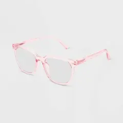 Women's Shiny Plastic Square Blue Light Filtering Glasses - Universal Thread&trade; Light Pink