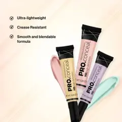 LA Girl HD PRO Conceal Concealer (LIGHT YELLOW CORRECTOR GC995) L.A. Smooth & Bendable Formula | Crease Resistant | Full Natural Coverage (PACK OF 2)