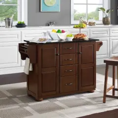 Eleanor Granite Top Kitchen Island Mahogany/Black - Crosley