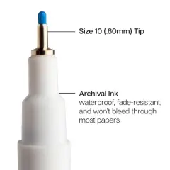 KINGART PRO Inkline Fine Line Pens, 8 Colors, Size 10