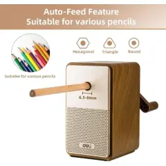 Deli Manual Pencil Sharpener - Auto-in Hand Crank with Adjustable Point for Colored Pencils, Kids, Students, Classroom, Home and Office