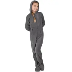 Footed Pajamas - Howling Moon Kids Hoodie Chenille Onesie