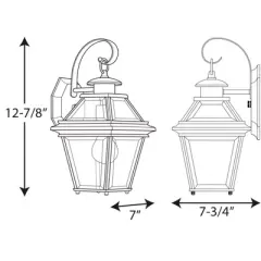 Progress Lighting Burlington 1-Light Outdoor Wall Lantern in Antique Bronze, Clear Beveled Glass Shade