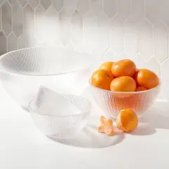 4pc Ribbed Glass Bowl Set Clear - Threshold&trade;: Dishwasher-Safe Serving Bowls, Lead-Free, 72.7oz & 22oz Capacity