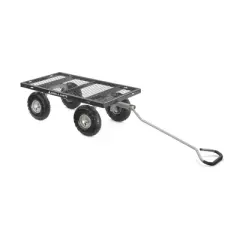 Gorilla Cart 800lbs. Heavy Duty Durable Steel Mesh Flatbed Garden Utility Wagon Cart - Black