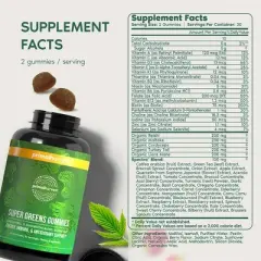 Primal Harvest Super Greens Gummies, for Energy and Immune Support Nutrient-Rich, Berry-Flavored Gummies