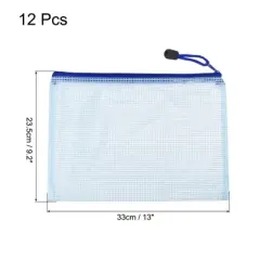 Unique Bargains PVC Waterproof Zipper Home Travel Mesh File Bags 12 Pcs