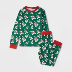 Greentop Gifts Kids' Santa Print Matching Family Pajama Set - Green