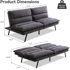 Dyonery 71 in Convertible Faux Leather Sofa Couch,Memory Foam Futon Couch Bed,Small Splitback Modern Loveseat Sleeper Sofa Bed for Living Room