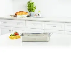 Cuisinart Chef's Classic 14" Stainless Steel Lasagna Pan & Stainless Roasting Rack: Dishwasher-Safe, Riveted Handle