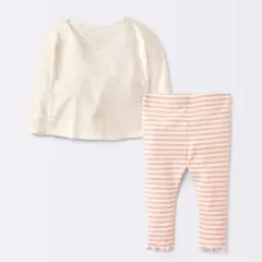 Baby Girls' 2pc Dog Floral Leggings Set - Cloud Island&trade; Cream