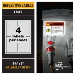 Avery Reflective Labels, 3.5" x 5" Silver Reflective Sign Labels, Laser Printable, 40 Labels (61584)
