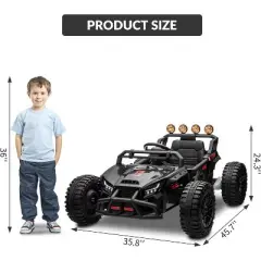 24V Kids Electric UTV, Kids Ride-on Toy Vehicle, 130W Powerful Electric Vehicle with Remote Control, LED Lights, Shock Absorber, Music