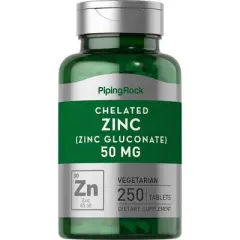 Piping Rock Chelated Zinc (Gluconate) 50 mg | 250 Tablets