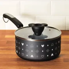 Farberware Disney Monochrome 2qt Ceramic Nonstick Saucepan with Lid Black: Lifetime Warranty, Dishwasher-Safe, Gas & Electric