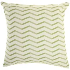 18"x18" Reversible Indoor/Outdoor Banana Leaf and Chevron Print Square Throw Pillow - Mina Victory