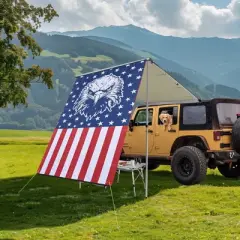 Yescom 4.4x6.6 Ft Vehicle Awning with Eagle Side Wall Roof Rack Pull-Out Sun Shade Camp Beige