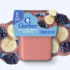 Gerber Baby Food Stage 2 Banana Blackberry Blueberry Puree Tub - 4oz/2ct