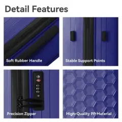 3-Piece Luggage Set, Lightweight Travel Suitcases with Rolling Wheels, TSA Lock, and Molded Corners (20", 24", 28"), White