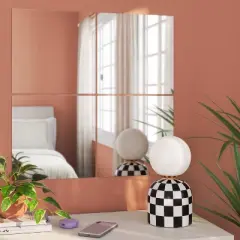 (Set of 4) 12"x12" Frameless Mirrors Silver - Room Essentials&trade;: Modern Square Wall Mount, No Frame Required