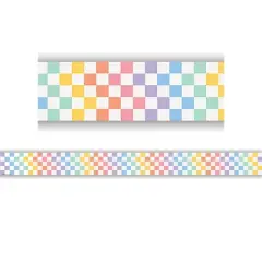Teacher Created Resources&reg; Cool for School Checkers Straight Border Trim, 35 Feet Per Pack, 6 Packs