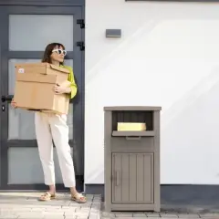 Syemin Deck Boxes 48 Gallon Package Delivery Boxes, Lockable Outdoor Storage Box, Large Package Delivery Waterproof Deck Box, Gray, 44.1"*24.2"*18.6"