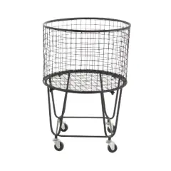 Industrial Metal Storage Cart Round Black CosmoLiving by Cosmopolitan