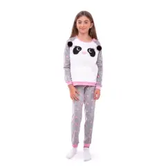Sleep On It Girls Fuzzy Panda Soft Novelty Fleece 2-Piece Pajama Sleep Pant Set