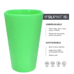 Silipint: Pint Glasses 16oz: 2 Pack - Glow-In-The-Dark Green