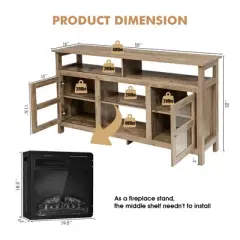 Costway 58'' Fireplace TV Stand W/18'' 1500W Electric Fireplace up to 65'' Grey