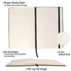 Paper Junkie A5 Dotted Hardcover Notebooks with Grid Design - Journals for Writing- 192 pages, 8 x 6 x .75 In (Black, 20 Pack)