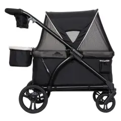 Baby Trend Expedition 2-in-1 Collapsible Stroller Wagon PLUS with Canopy, Storage Basket, 2 Storage Trays, and 6 Bottle Holders, Modern Khaki
