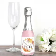 Big Dot of Happiness Fall Foliage Bride - Mini Wine and Champagne Bottle Label Stickers - Bridal Shower and Wedding Party Favor Gift - Set of 16