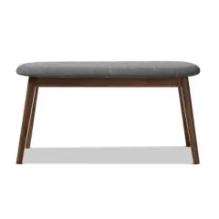 Baxton Studio Easton Mid Century Modern Walnut Finished Wood Fabric Upholstered Bench