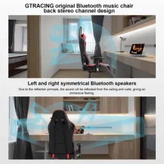 GTRACING Gaming Chair with Bluetooth Speakers High Back PU Office Chair Red