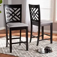 Set of 2 Caron Finished Wood Counter Height Pub Chairs - Baxton Studio