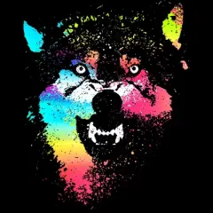 Women's Design By Humans Technicolor Wolf By clingcling Racerback Tank Top
