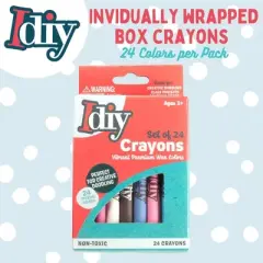 IDIY Individually Packaged Wrapped Boxes Wax Crayons (20 Packs, 24 colors, 480 pc total) -ASTM Safety Tested - Gift Idea for Kids & Adults