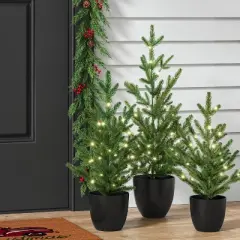 Pre-lit Potted Balsam Fir Mini Artificial Christmas Tree Set Warm White Lights - Wondershop&trade;