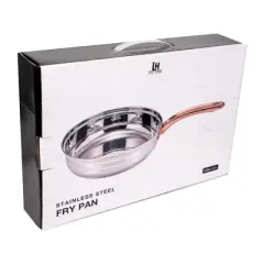 Lexi Home 2.4 Quart Matte Stainless Steel Frying Pan with Polished Stripes