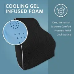 Kolbs Gel Memory Foam Seat and Lumbar Back Cushion Set | Gel Infused and Ventilated Coccyx Tailbone Sciatica Office Chair and Lumbar Support