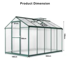 Heavy-Duty Greenhouse Aluminum Walk-In Greenhouse with Adjustable Ventilation and Lockable Door for Vegetables Herbs and Outdoor Plants Green