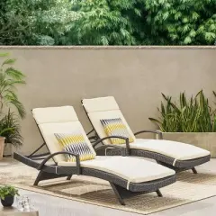 Christopher Knight Home Salem Outdoor Wicker Adjustable Chaise Lounges with Cushion (Set of 2)