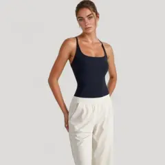 Anna-Kaci Active Women's Fitted Square Neck Tank Top with Built-In Bra and Racerback Design for Active and Casual Comfort