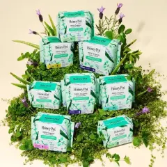 The Honey Pot Company 100% Organic Cotton Cover Cooling Herbal Infusion Heavy Flow Overnight Pads - 16ct
