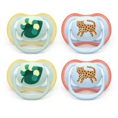 Philips Avent Ultra Soft Pacifiers 0-6m - Caterpillar/Leopard - 4pk